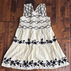 Zara Kids Cream and Black Embroidered Top